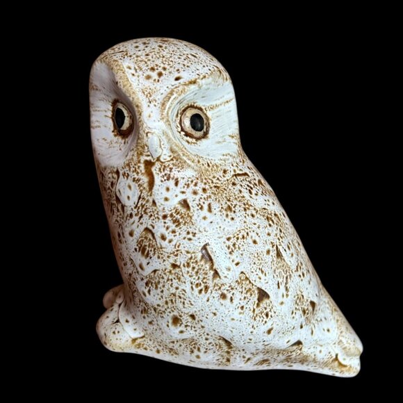 Vintage Pigeon Forge Pottery Mid Century Modern Speckled Signed Owl Figurine - Picture 1 of 7